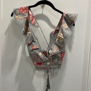 Zimmermann gray floral croptop